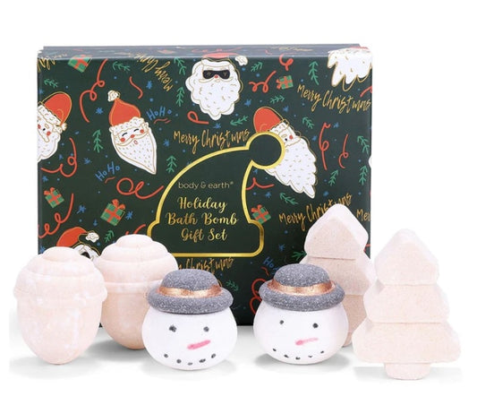 Body & Earth Holiday Bath Bomb Gift Set, 6 Pcs, Christmas Themed